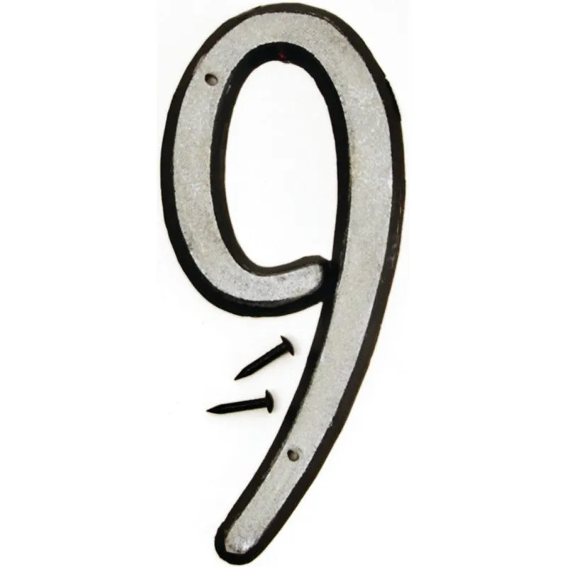 Hy-Ko 30600 Series 30609 House Number, Character: 9, 4 in H Character, Black/White Character, Plastic (Pack of 10)