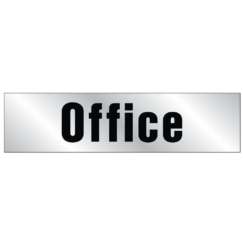 Hy-Ko 459 Graphic Sign, Office, Silver Background, Vinyl, 2 in H x 8 in W Dimensions (Pack of 10)