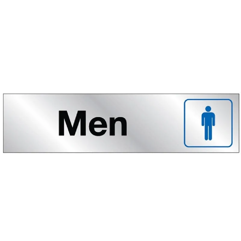 Hy-Ko 478 Sign, Men, Silver Background, Vinyl, 2 x 8 in Dimensions (Pack of 10)