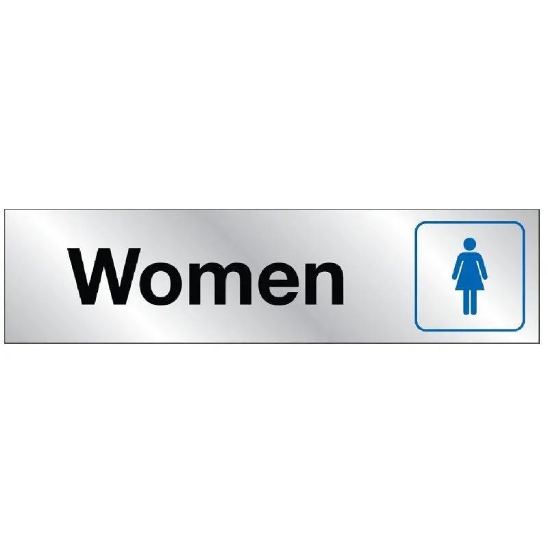 Hy-Ko 479 Sign, Women, Silver Background, Vinyl, 2 x 8 in Dimensions (Pack of 10)