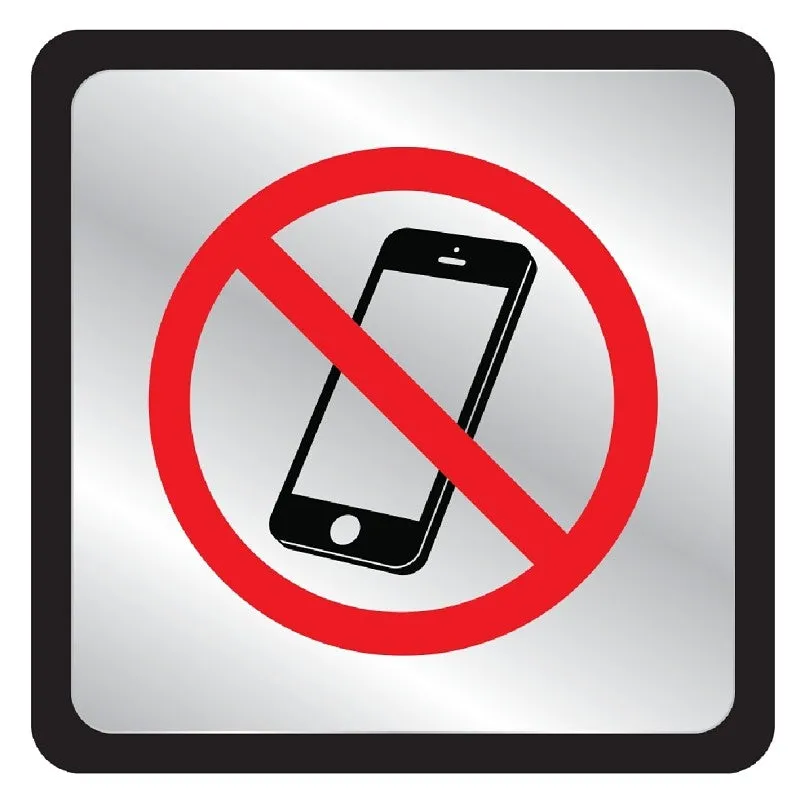 Hy-Ko 496 No Cell Phones Symbol Plaque, 4 in H x 4 in W Dimensions (Pack of 5)