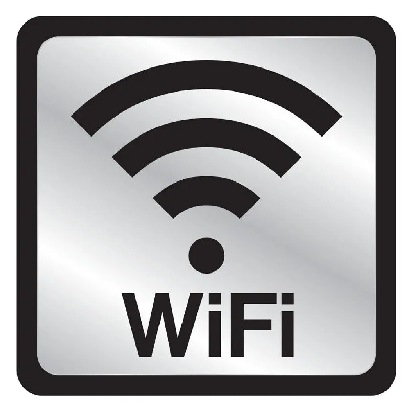 Hy-Ko 497 Sign with Frame, Wi-Fi, Silver Background, Plastic, 4 in H x 4 in W Dimensions (Pack of 5)