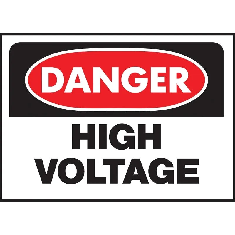 Hy-Ko 508 Danger Sign, Rectangular, HIGH VOLTAGE, Black Legend, White Background, Polyethylene (Pack of 5)