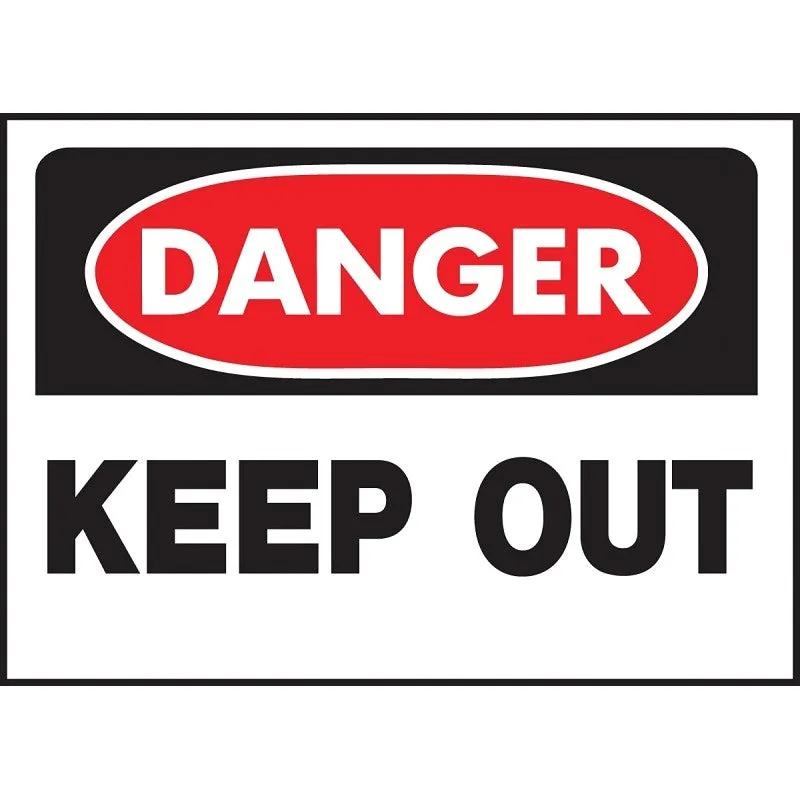 Hy-Ko 512 Danger Sign, Rectangular, KEEP OUT, Black Legend, White Background, Polyethylene, 14 in W x 10 in H Dimensions (Pack of 5)