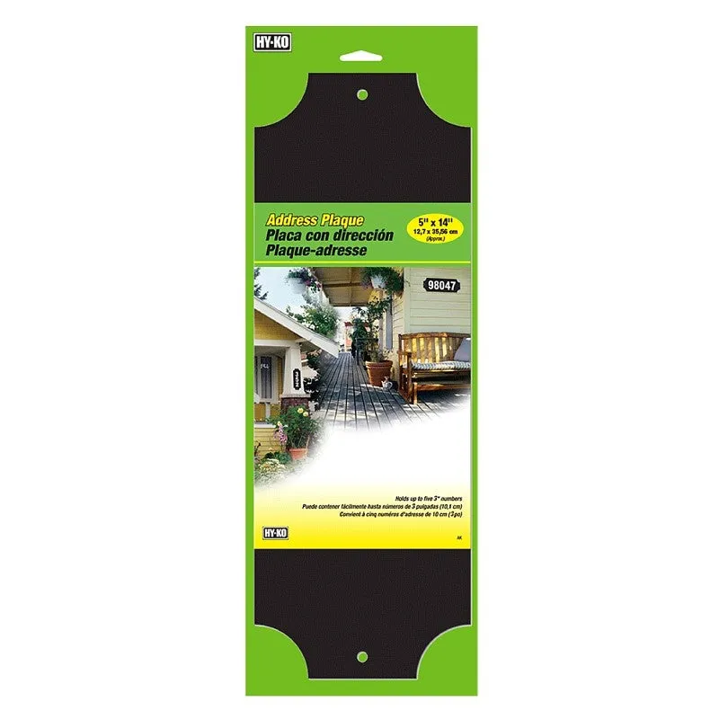 Hy-Ko AK-410 House Number Plate Kit, 14 in L, 5 in W, Plastic, Black (Pack of 3)
