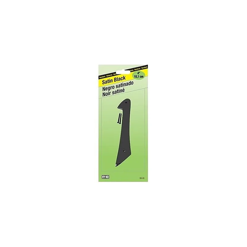 Hy-Ko BK-40/1 House Number, Character: 1, 4 in H Character, Black Character, Zinc (Pack of 5)