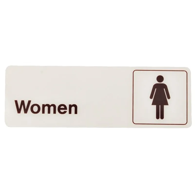Hy-Ko D-14 Graphic Sign, Rectangular, WOMEN, Dark Brown Legend, White Background, Plastic, 3 in W x 9 in H Dimensions (Pack of 5)