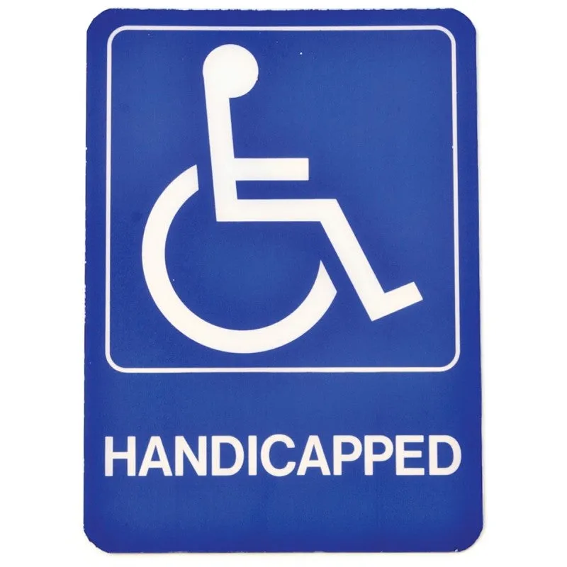 Hy-Ko D-17 Graphic Sign, Rectangular, HANDICAPPED, White Legend, Blue Background, Plastic, 5 in W x 7 in H Dimensions (Pack of 5)