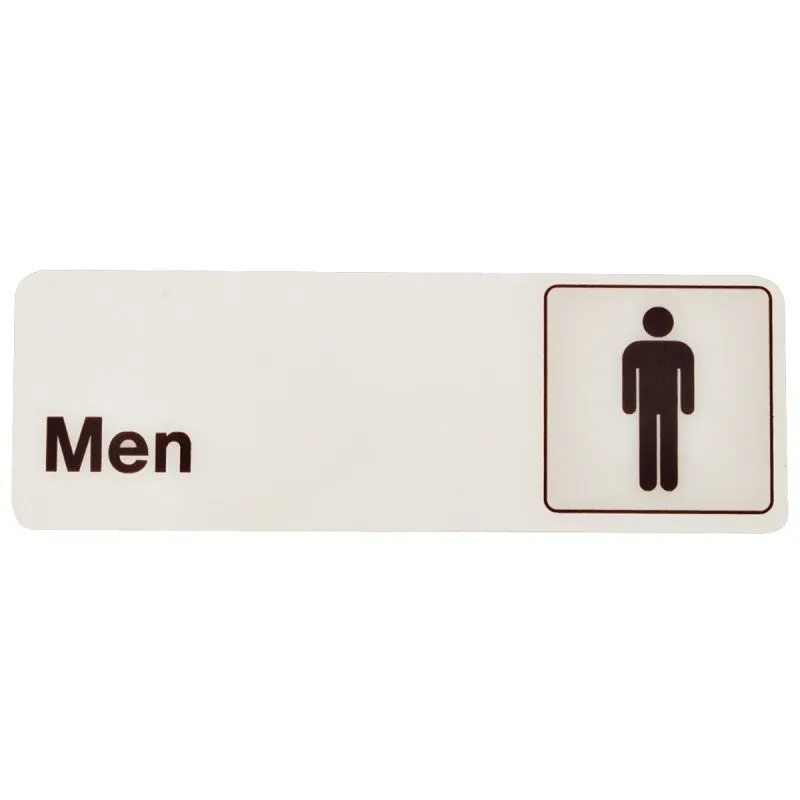 Hy-Ko D-4 Graphic Sign, Rectangular, Men, Dark Brown Legend, White Background, Plastic, 3 in W x 9 in H Dimensions (Pack of 5)