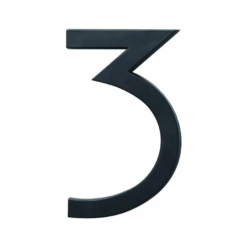 Hy-Ko FM-6 Architectural Series FM-6/3 House Number, Character: 3, 6 in H Character, Black Character (Pack of 3)