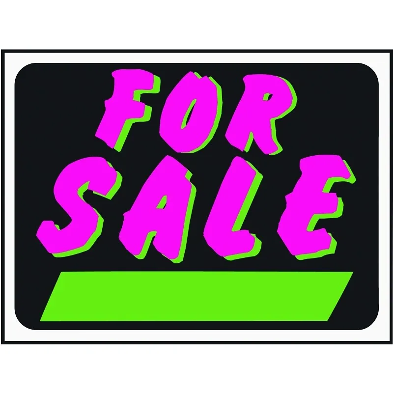 Hy-Ko Hy-Glo Series 3041 Identification Sign, 8-1/2 x 12 in Dimensions, FOR SALE, Green/Pink Legend, Black Background (Pack of 10)