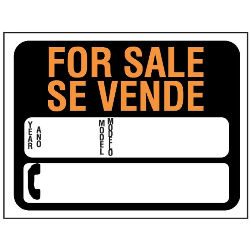 Hy-Ko Hy-Glo Series 3072 Identification Sign, 8-1/2 x 12 in Dimensions, FOR SALE SE VENDE, YEAR, ANO, MODEL, MODFLO (Pack of 10)