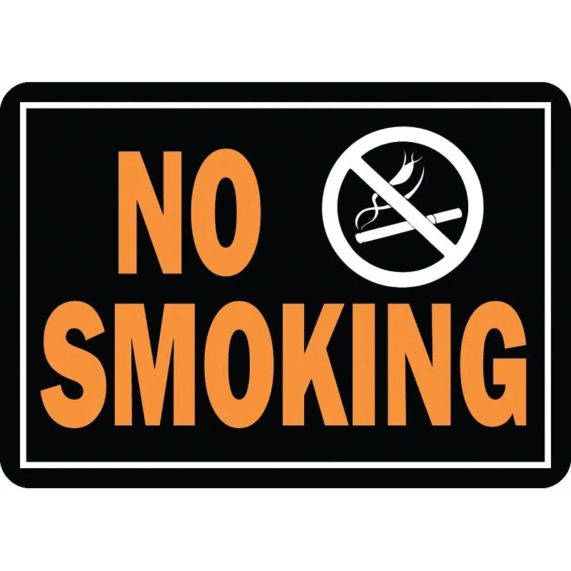 Hy-Ko Hy-Glo Series 811 Identification Sign, 9-1/4 x 14 in Dimensions, Rectangular, NO SMOKING, Black Background, 12/PK (Pack of 12)