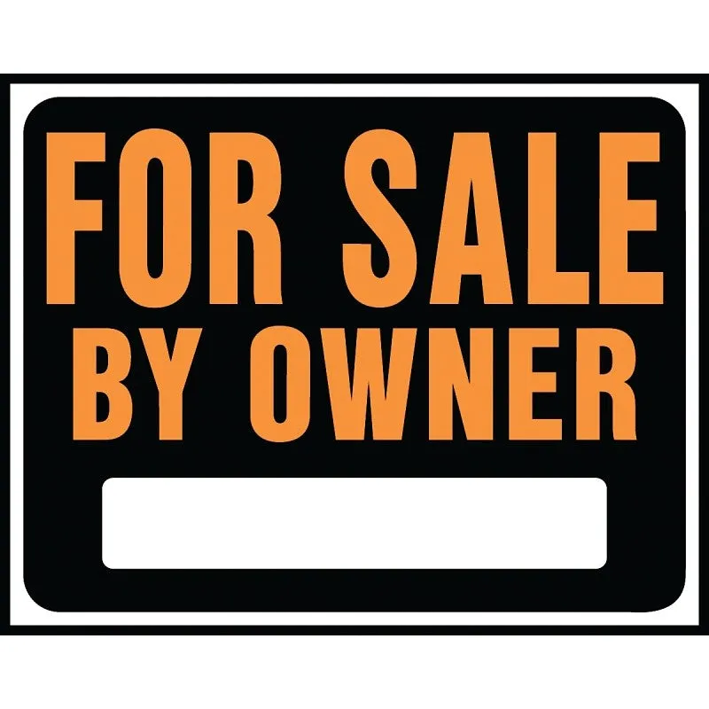 Hy-Ko Hy-Glo Series SP-101 Jumbo Identification Sign, For Sale By Owner, Fluorescent Orange Legend, Plastic (Pack of 5)