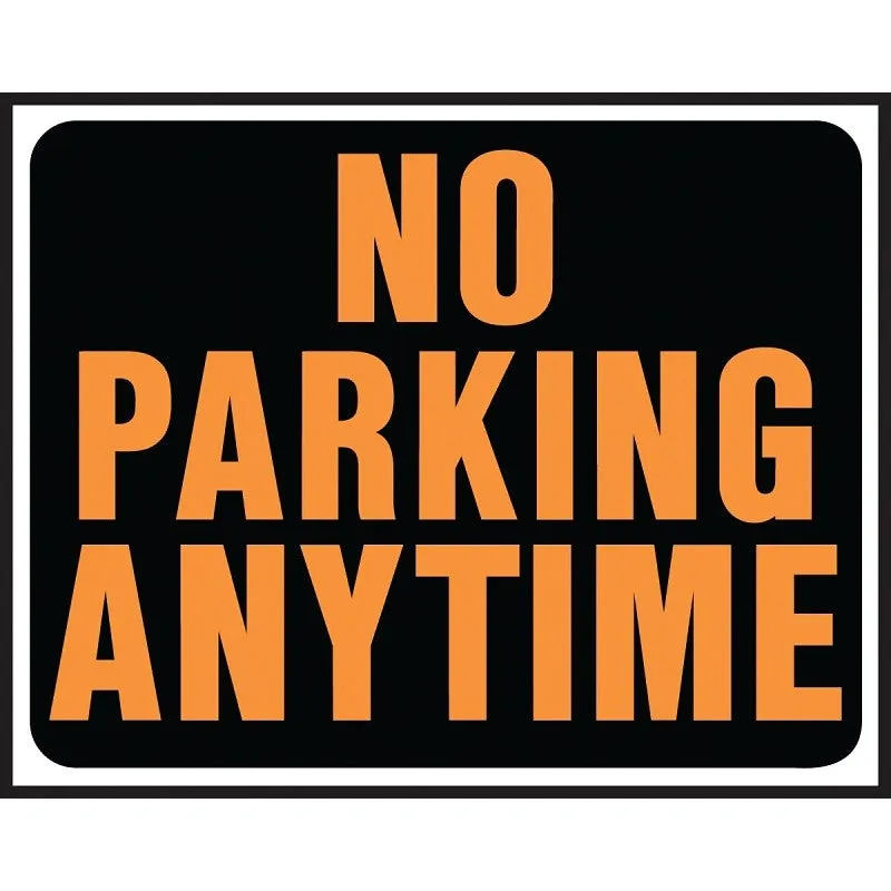 Hy-Ko Hy-Glo Series SP-105 Identification Sign, Rectangular, NO PARKING ANYTIME, Fluorescent Orange Legend, Plastic (Pack of 5)