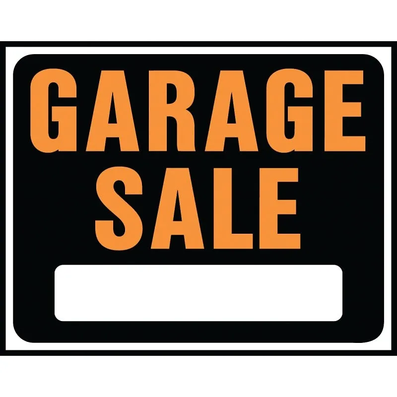 Hy-Ko Hy-Glo Series SP-110 Jumbo Identification Sign, Garage Sale, Fluorescent Orange Legend, Plastic (Pack of 5)