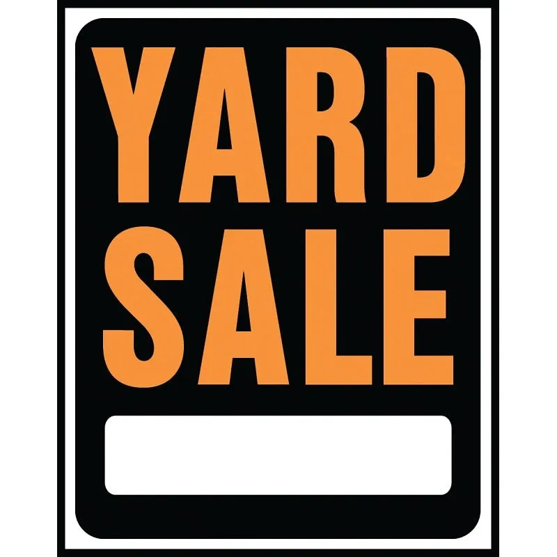 Hy-Ko Hy-Glo Series SP-111 Jumbo Identification Sign, YARD SALE, Fluorescent Orange Legend, Plastic (Pack of 5)