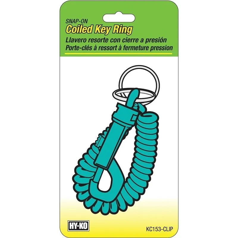 Hy-Ko KC153-CLIP Key Ring, Coiled, Includes: (1) Plastic Snap/Clip-Strip (Pack of 12)
