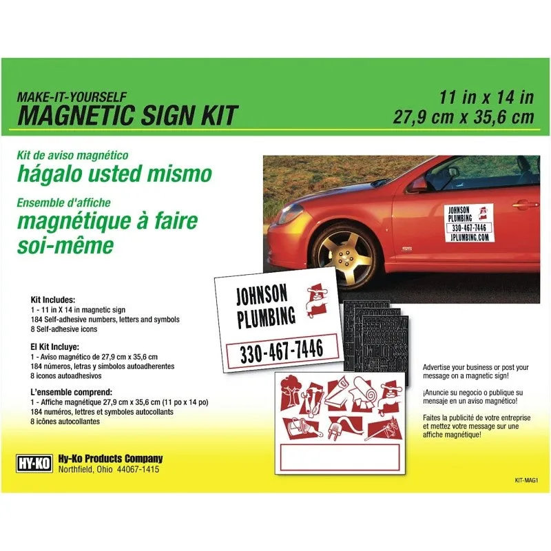 Hy-Ko KIT-MAG1 Sign Kit, Blank (Make Your Own Message), Black Legend, White Background, Magnetic (Pack of 3)