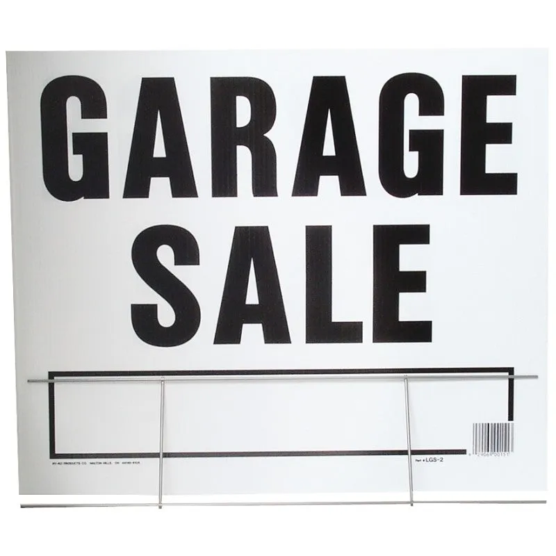 Hy-Ko LGS-2 Lawn Sign, Garage Sale, Black Legend, Plastic, 24 in W x 19 in H Dimensions (Pack of 5)