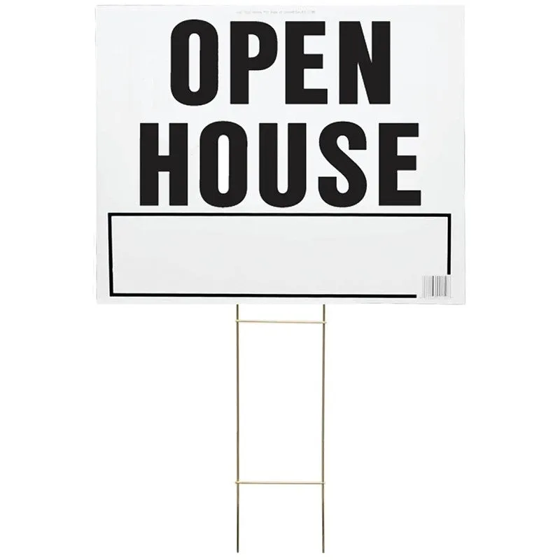 Hy-Ko LOH-3 Lawn Sign, OPEN HOUSE, Black Legend, Plastic, 24 in W x 19 in H Dimensions (Pack of 5)