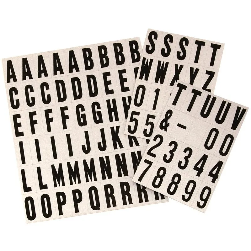 Hy-Ko MM-21 Packaged Number and Letter Set, 3/4 in H Character, Black Character, Silver Background, Vinyl (Pack of 10)