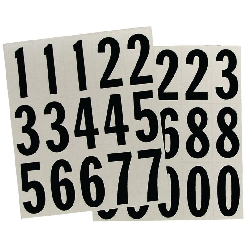 Hy-Ko MM-22N Packaged Number Set, 2 in H Character, Black Character, White Background, Vinyl (Pack of 10)