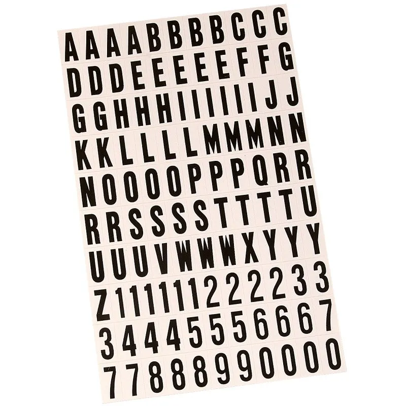 Hy-Ko MM-6 Packaged Number and Letter Set, 3/4 in H Character, Black Character, White Background, Vinyl (Pack of 10)