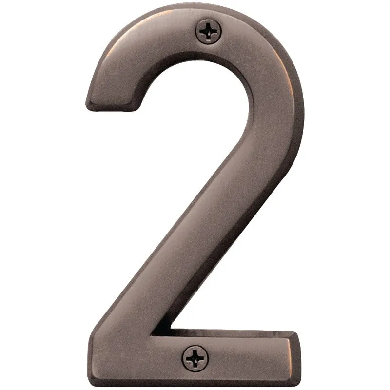 Hy-Ko Prestige Series BR-42OWB/2 House Number, Character: 2, 4 in H Character, Bronze Character, Solid Brass (Pack of 3)