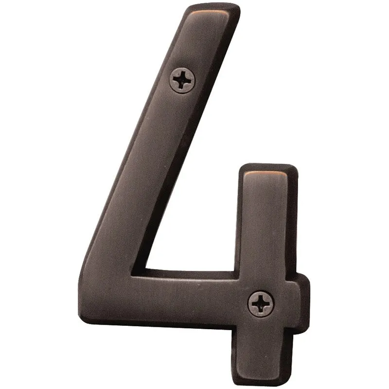 Hy-Ko Prestige Series BR-42OWB/4 House Number, Character: 4, 4 in H Character, Bronze Character, Solid Brass (Pack of 3)