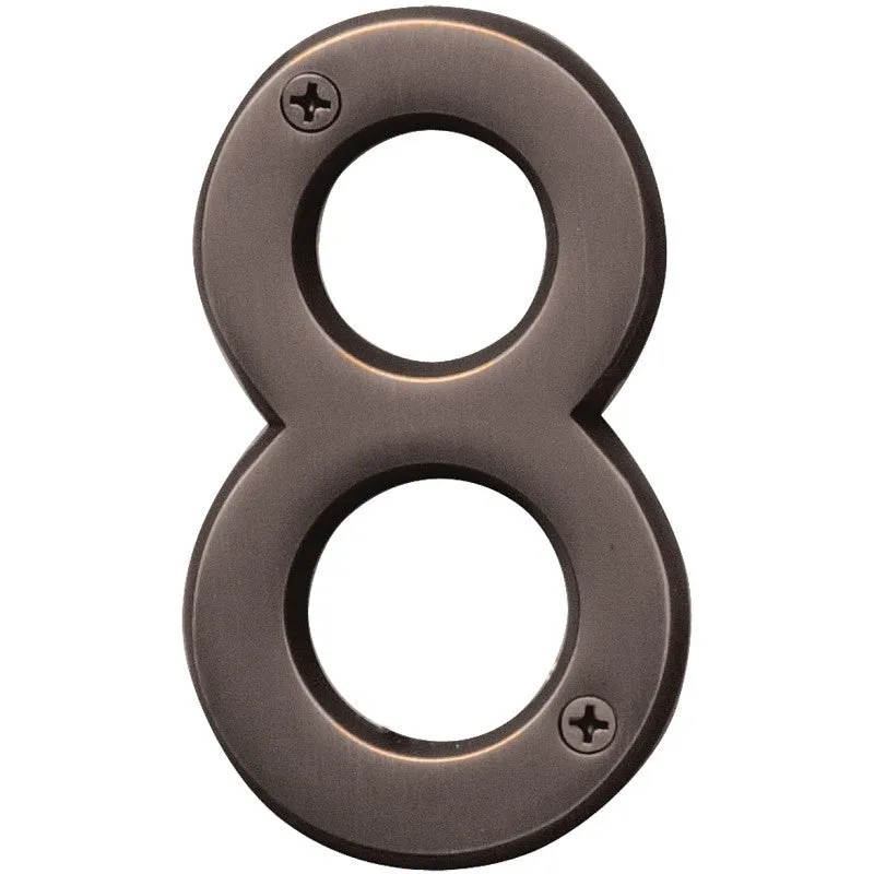 Hy-Ko Prestige Series BR-42OWB/8 House Number, Character: 8, 4 in H Character, Bronze Character, Brass (Pack of 3)