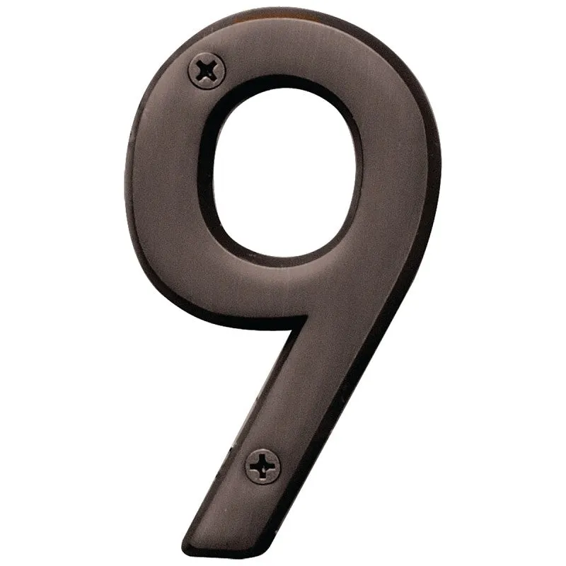 Hy-Ko Prestige Series BR-42OWB/9 House Number, Character: 9, 4 in H Character, Bronze Character, Solid Brass (Pack of 3)