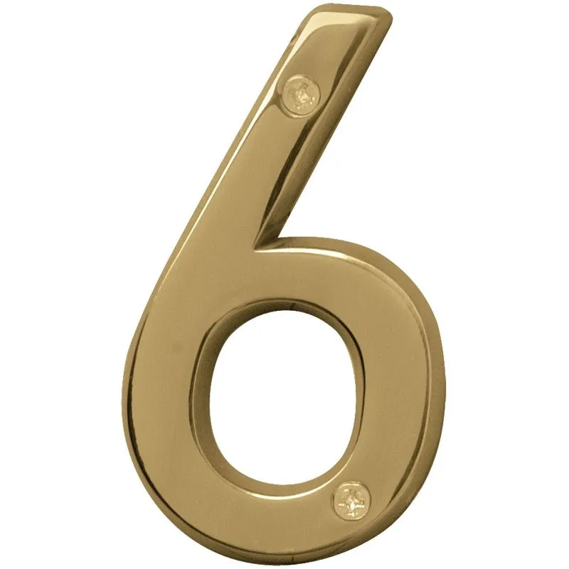 Hy-Ko Prestige Series BR-42PB/6 House Number, 2.938 in W x 6.875 in H Dimensions, Character: 6, 4 in H Character (Pack of 3)