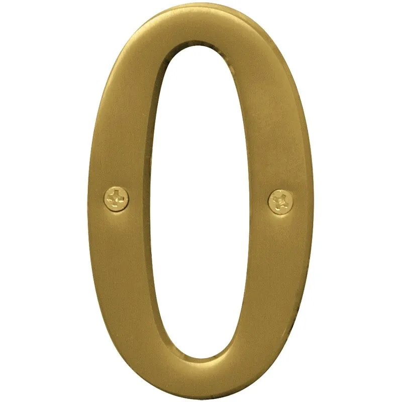 Hy-Ko Prestige Series BR-43BB/0 House Number, Character: 0, 4 in H Character, Brass Character, Brass (Pack of 3)