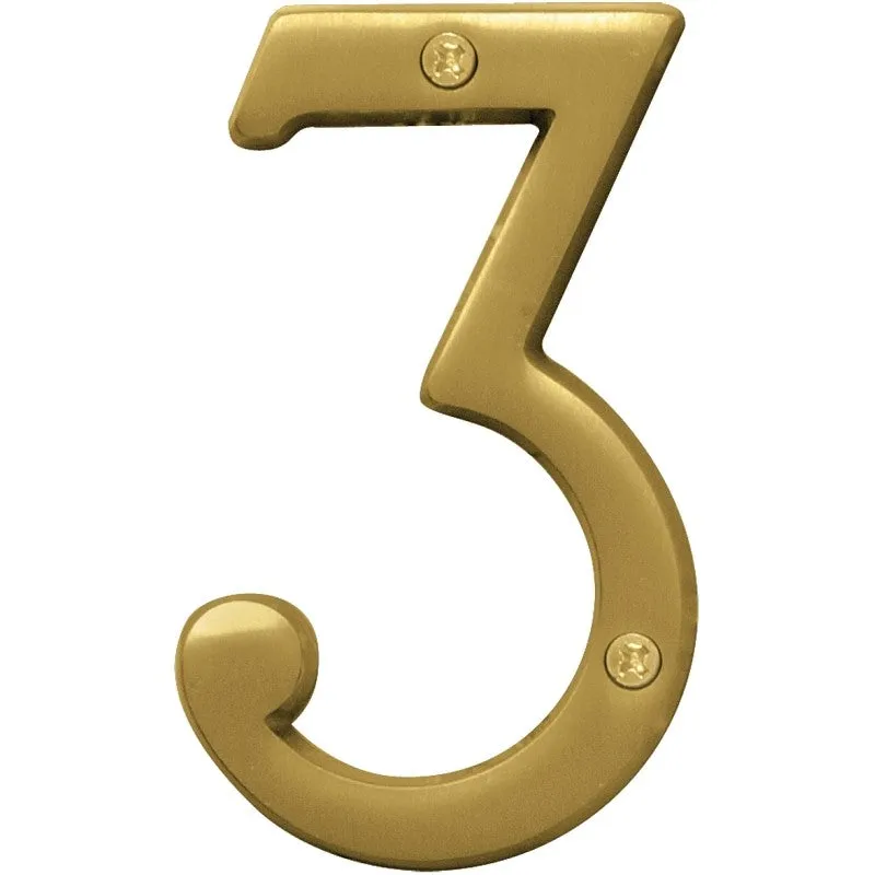 Hy-Ko Prestige Series BR-43BB/3 House Number, 2.938 in W x 6.875 in H Dimensions, Character: 3, 4 in H Character (Pack of 3)