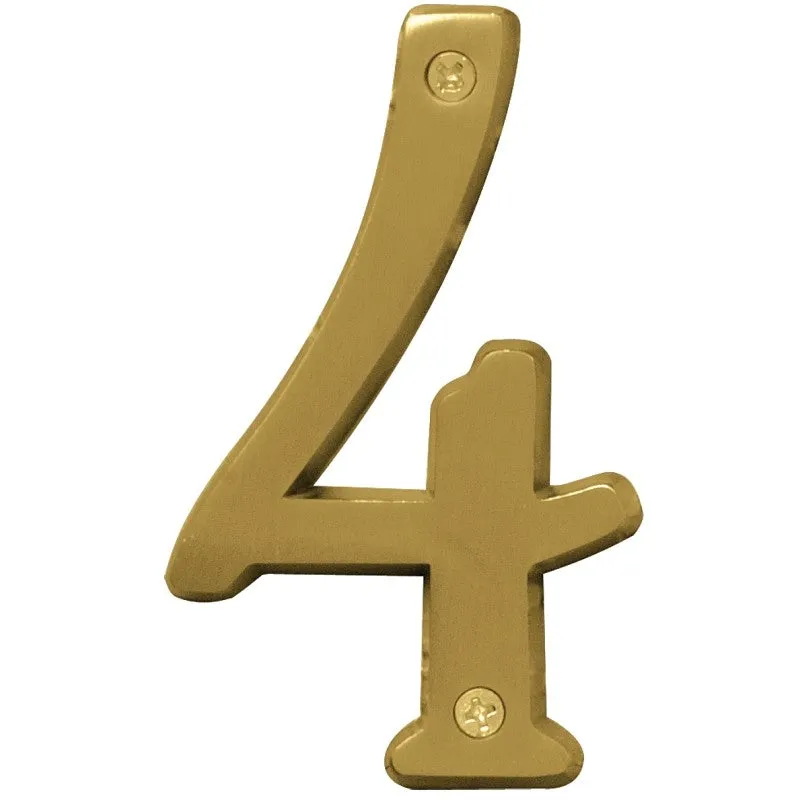 Hy-Ko Prestige Series BR-43BB/4 House Number, 2.938 in W x 6.875 in H Dimensions, Character: 4, 4 in H Character (Pack of 3)