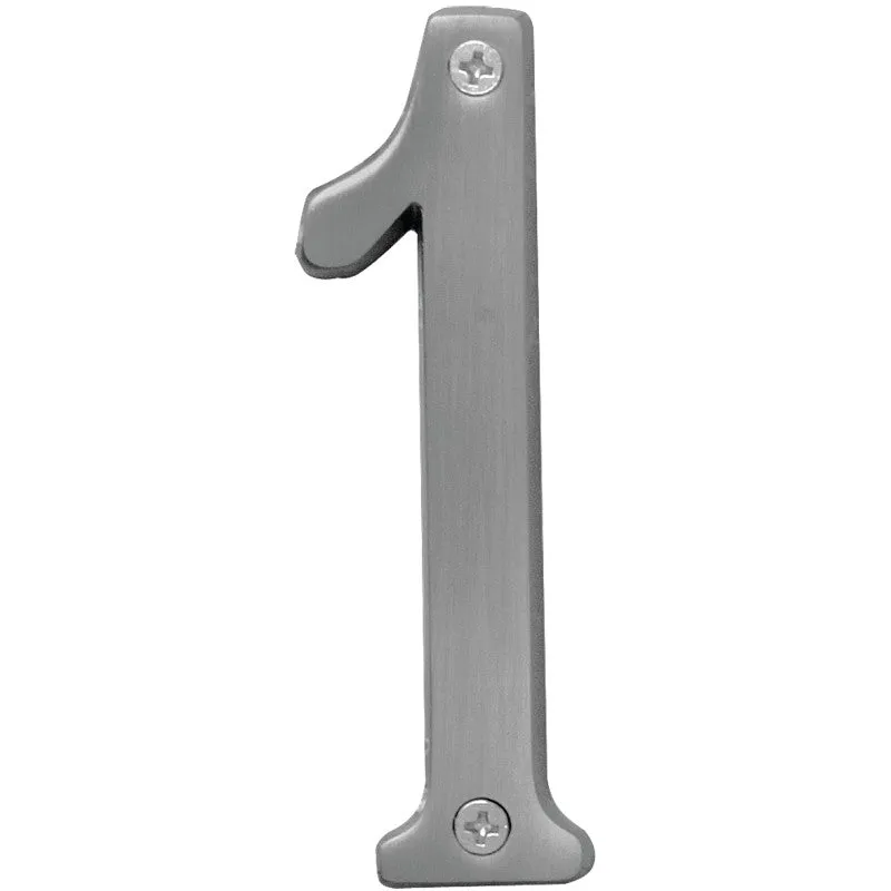 Hy-Ko Prestige Series BR-43SN/1 House Number, Character: 1, 4 in H Character, Nickel Character, Brass (Pack of 3)