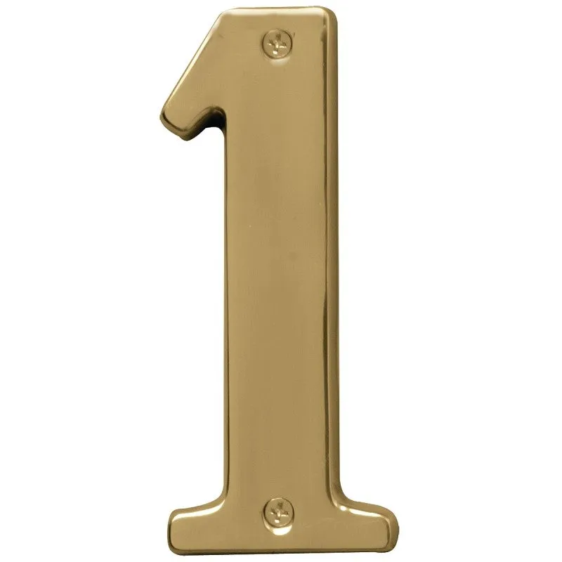 Hy-Ko Prestige Series BR-51PB/1 House Number, Character: 1, 5 in H Character, Brass Character, Brass (Pack of 3)