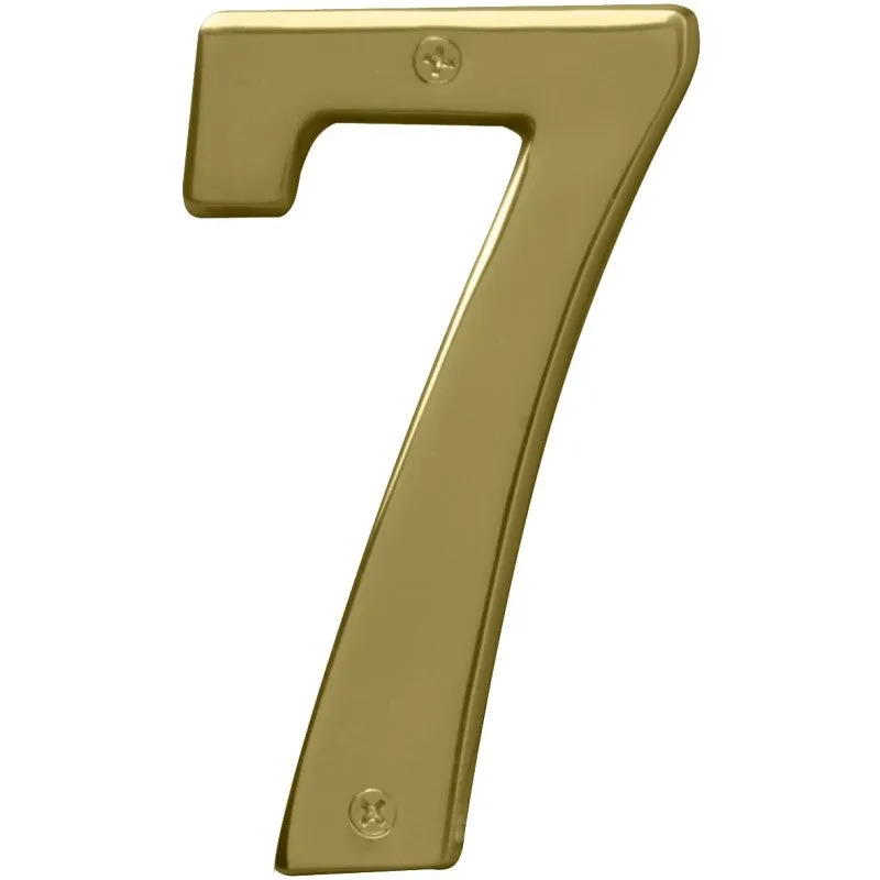 Hy-Ko Prestige Series BR-51PB/7 House Number, Character: 7, 5 in H Character, Brass Character, Solid Brass (Pack of 3)