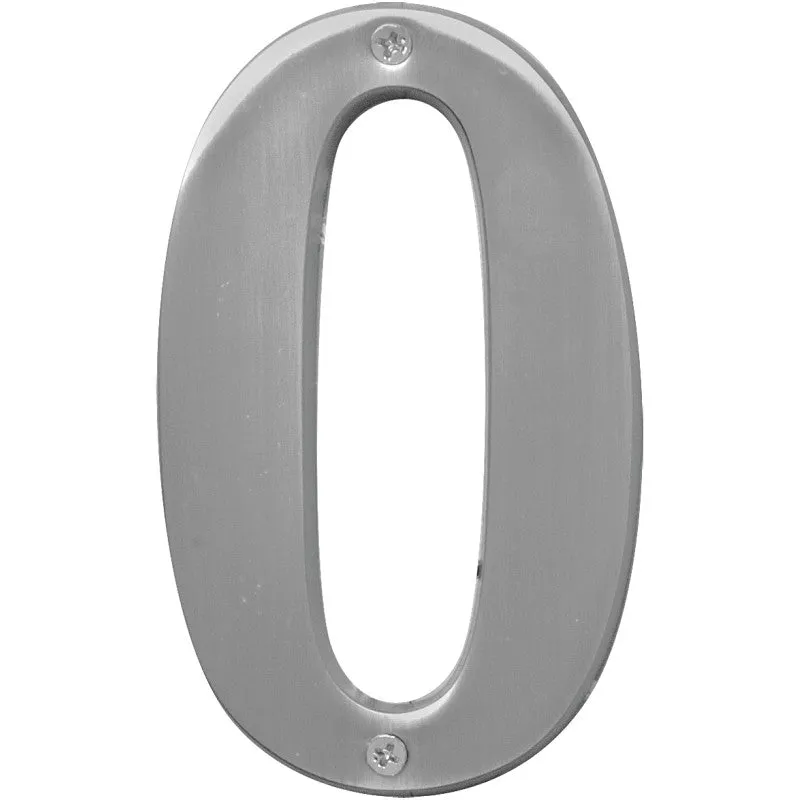 Hy-Ko Prestige Series BR-51SN/0 House Number, Character: 0, 5 in H Character, Nickel Character, Brass (Pack of 3)