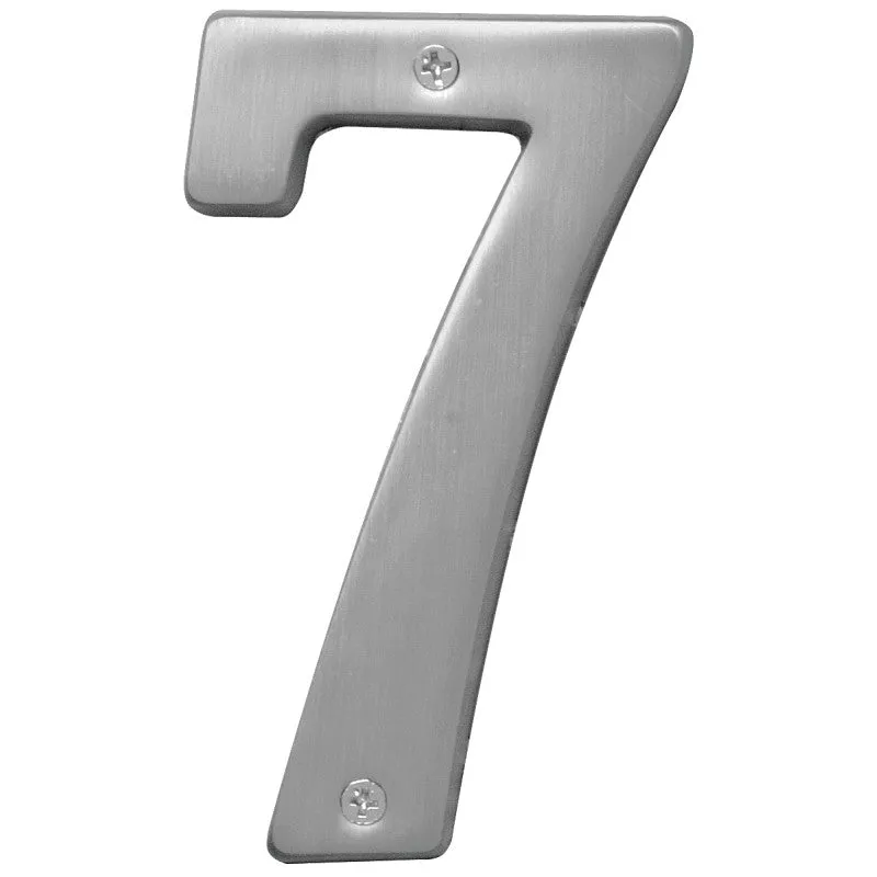 Hy-Ko Prestige Series BR-51SN/7 House Number, Character: 7, 5 in H Character, Nickel Character, Solid Brass (Pack of 3)