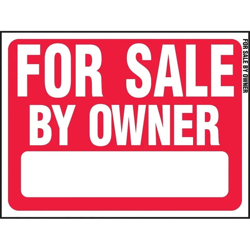 Hy-Ko RS-605 Real Estate Sign, For Sale By Owner, White Legend, Plastic, 24 in W x 18 in H Dimensions (Pack of 5)