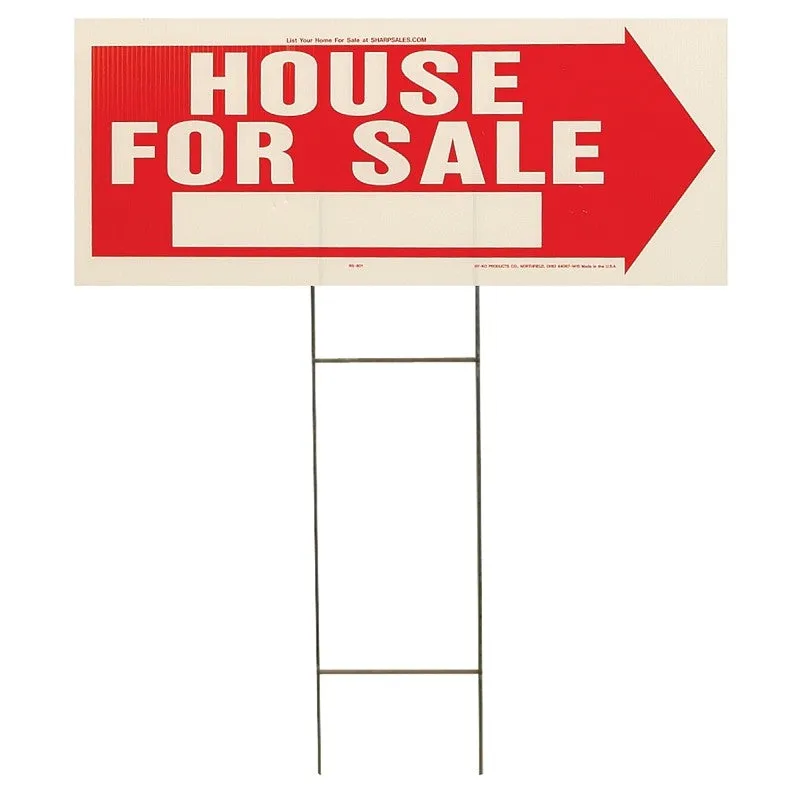 Hy-Ko RS-801 Lawn Sign, House For Sale, White Legend, Plastic, 24 in W x 9-1/2 in H Dimensions (Pack of 5)