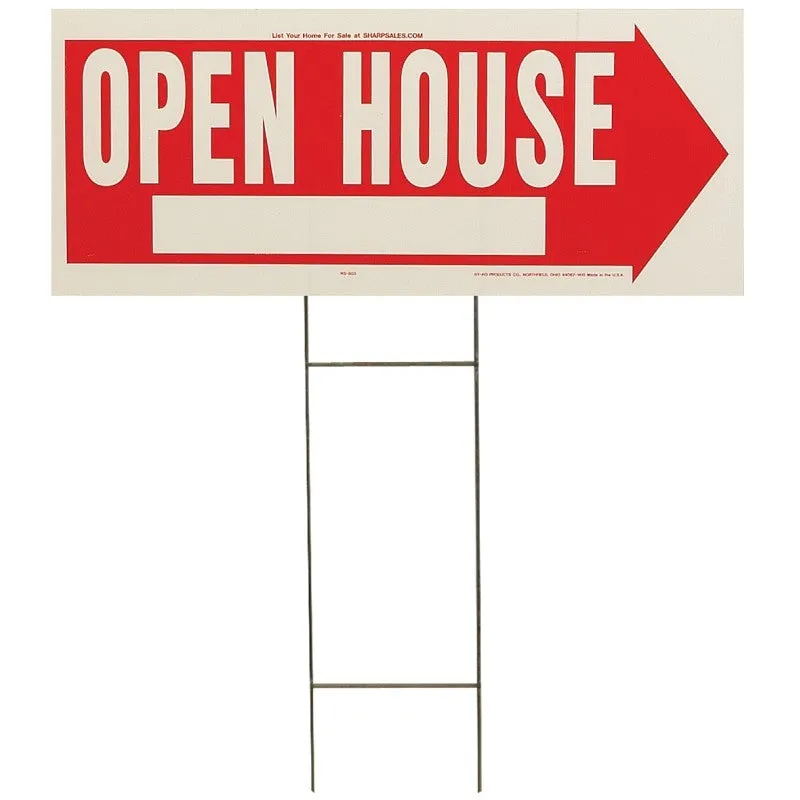 Hy-Ko RS-803 Lawn Sign, OPEN HOUSE, White Legend, 24 in L x 9-1/2 in W Dimensions (Pack of 5)