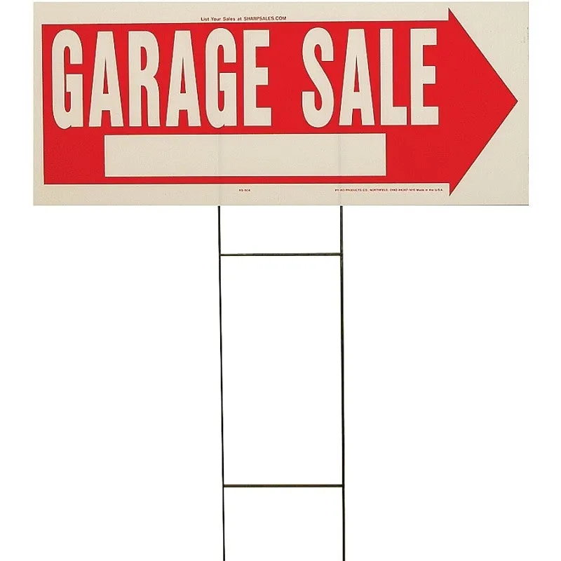 Hy-Ko RS-804 Lawn Sign, Garage Sale, White Legend, Plastic, 24 in W x 9-1/2 in H Dimensions (Pack of 5)