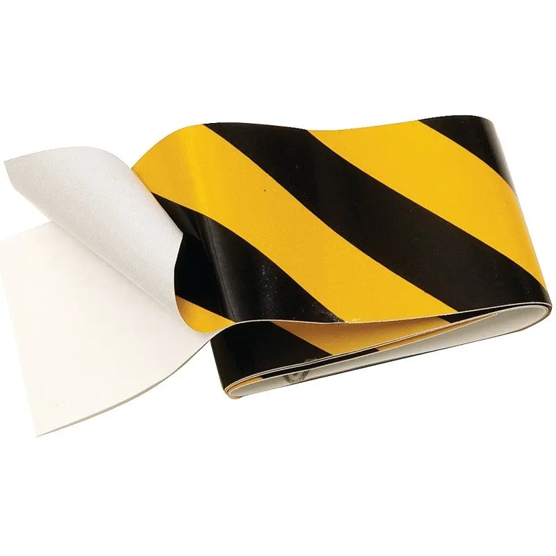 Hy-Ko TAPE-1 Reflective Safety Tape, 24 in L, 2 in W, Vinyl Backing, Black/Yellow (Pack of 5)