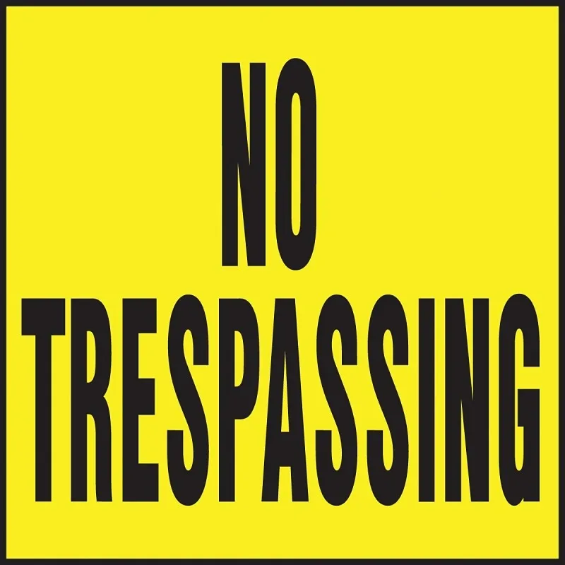 Hy-Ko YP-7 Novelty Lawn Sign, Square, NO TRESPASSING, Black Legend, Yellow Background, Plastic (Pack of 20)