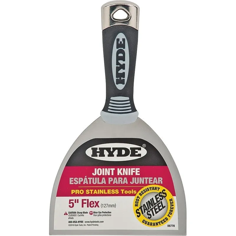 Hyde 06778 Joint Knife, 5 in W Blade, 4-1/8 in L Blade, Stainless Steel Blade, Single-Edge Blade, Soft-Grip Handle
