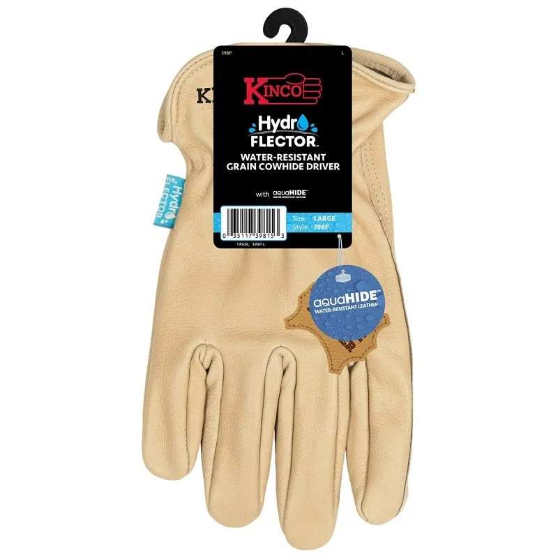 Hydroflector 398P-XL Gloves, Men’s, XL, Keystone Thumb, Easy-On Cuff, Cowhide Leather, Tan