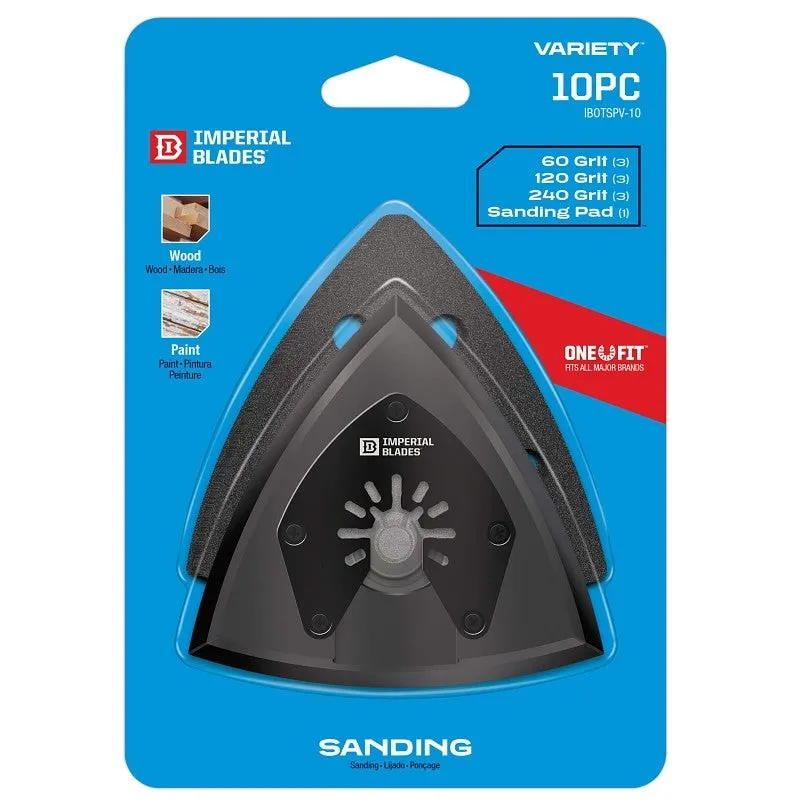 Imperial Blades ONE FIT IBOTSPV-10 Oscillating Multi-Tool Sanding Variety Pack, 60, 120, 240 Grit, Coarse, Medium, Fine